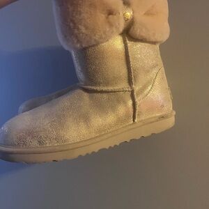 UGG Girls Metallic Gold Shearling Winter Boots